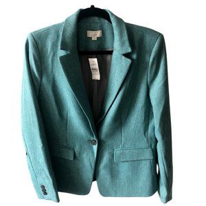 LOFT Blazer, Turquoise, Size 6, Herringbone
